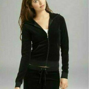 Juicy Couture Y2K Velour Zip Jacket & Pants Set Black Sizes XS Small H12641